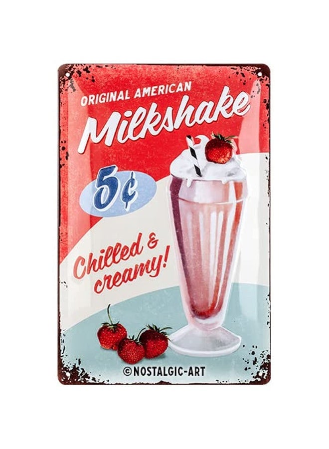 Nostalgic Art Nostalgic-Art Retro Tin Sign, 7.9" x 11.8", USA Diner Milkshake - Gift idea for USA & Diner fans, Metal Plaque, Vintage design for wall decoration - Image 1
